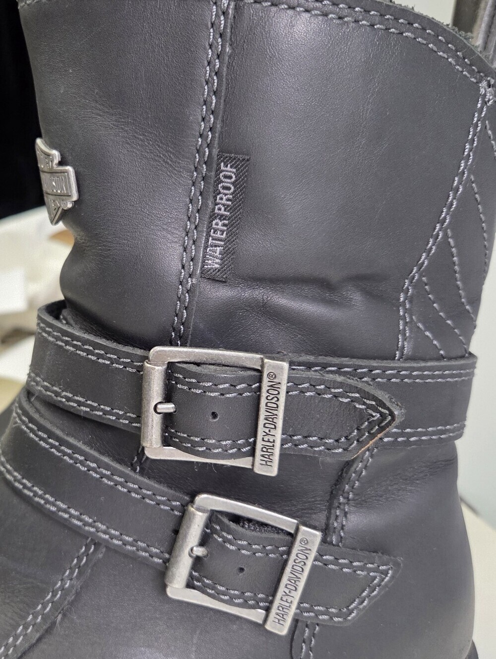 Harley-Davidson Womens Brinser Black Waterproof Motorcycle Boots Size 7.5 - Picture 2 of 10